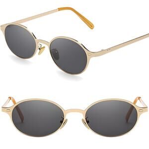 Retro Sunglasses Oval Gold Color UV400 Protection Everyday Fashion